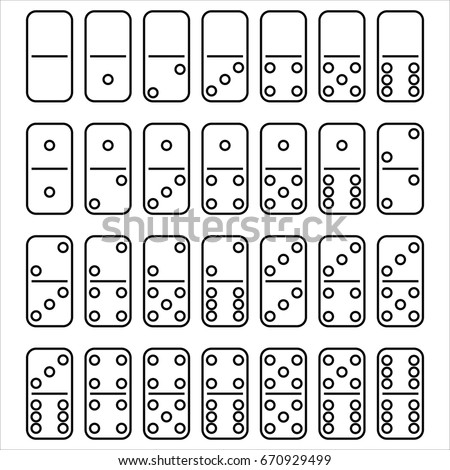 Set Playing Dominoes Style Outline Twentyeight Stock Vector 670929499 ...