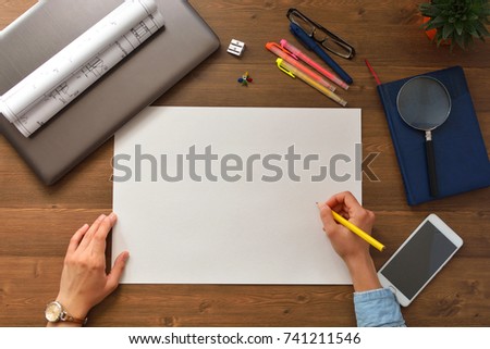 sheet clean white paper designer hands stock photo edit now