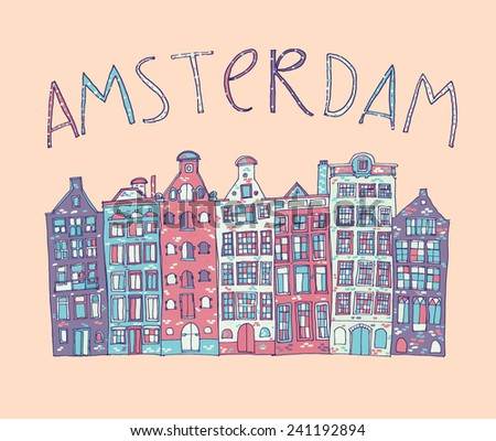 Cute Amsterdam Houses Colorful Set Vector Stock Vector 268455998 ...