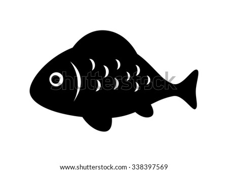 Black Fish Icon On White Background Stock Vector 338397569 - Shutterstock