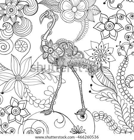 flamingo fantasy flower garden animals hand stock vector 466260536 flamingo fantasy flower garden animals hand stock vector 466260536