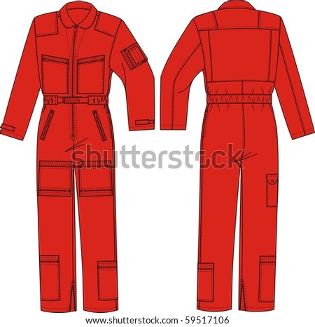 Overalls for the man summer with a collar and sleeves - stock vector