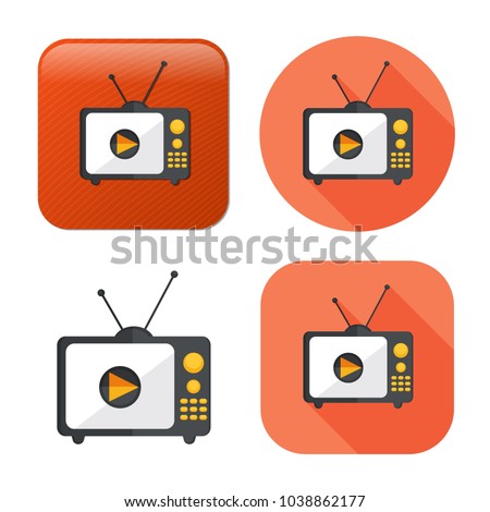 television screen icon - media icon - broadcast symbol - movie show sign