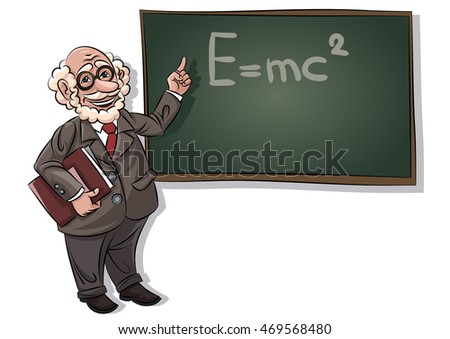 Funny Cartoon Professor Standing By Blackboard Stock Illustration ...