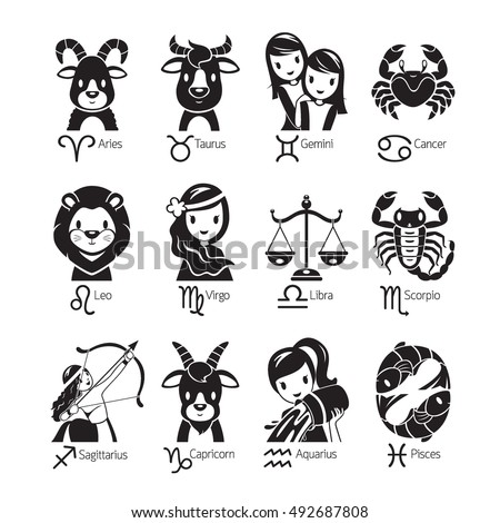 Zodiac Signs Icons Set Astrological Constellation Stock Vector 492687802 - Shutterstock