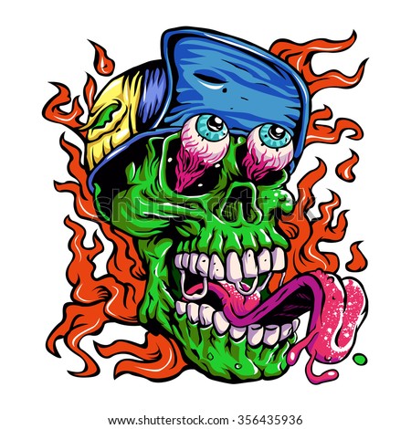 Detailed Zombie Wearing Hat Head Illustration Stock Vector 