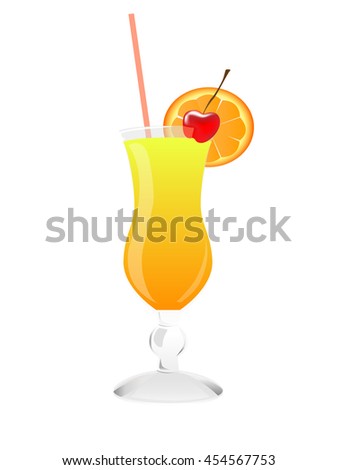 Cocktail. Summer tropical cocktail on isolated bakcgroung