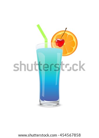 Cocktail. Summer tropical cocktail on isolated bakcgroung
