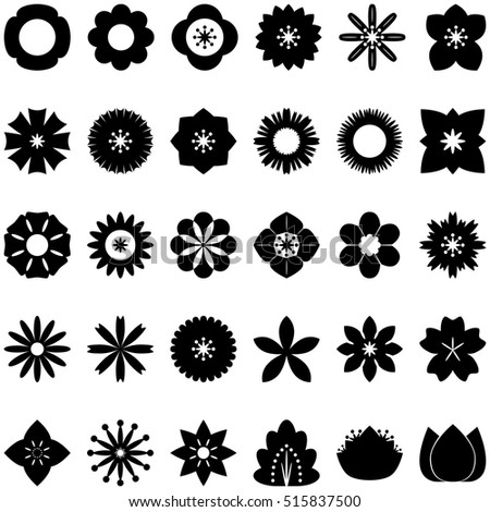 Black Silhouettes Simple Vector Flowers Stock Vector 352774886