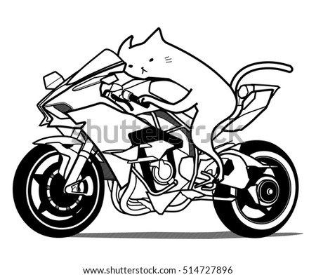 Cat Ride Super Bike Biker Stock Vector 514727896 - Shutterstock