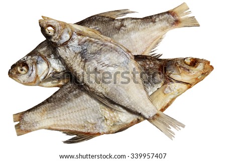 Fish dried ram it is isolated on a white background