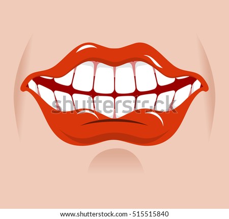 Funny Cartoon Monster Mouth Sticking Out Stock Vector 594940181