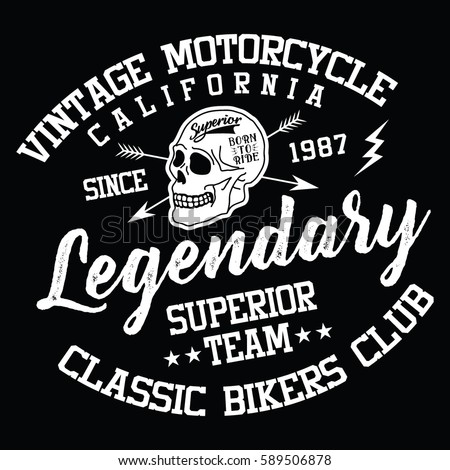 Motorcycle Racing Legendary Typography Tshirt Graphics Stock Vector ...