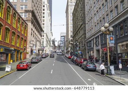 Street View Seattle Downtown SEATTLE WASHINGTON Stock Photo (Royalty ...