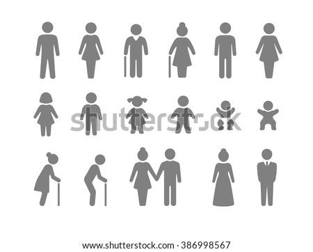 Family and friends icon set