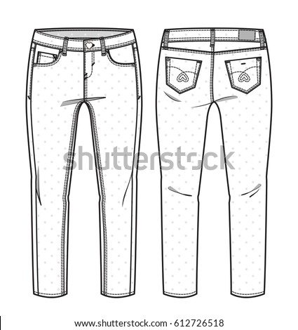 Womans Evening Trousers Technical Drawing Stock Vector 123324649 ...