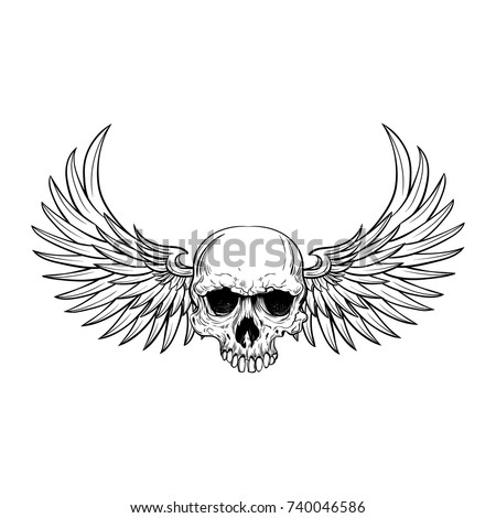 Human Skull Wings Tattoo Design Stock Vector 740046586 - Shutterstock