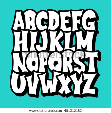 Comic Alphabet Graffiti Vector Font Stock Vector 481312183 - Shutterstock