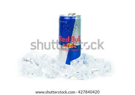 TRIESTE, ITALY-MAY 29, 2016: Aluminium can of Red Bull Energy drink.Isolated on white Background.Red Bull is the most popular energy drink in the world, with 5,226 billion cans sold in 2012.