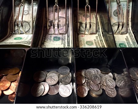 American Dallar Notes Coins Inside Cash Stock Photo (Edit ...