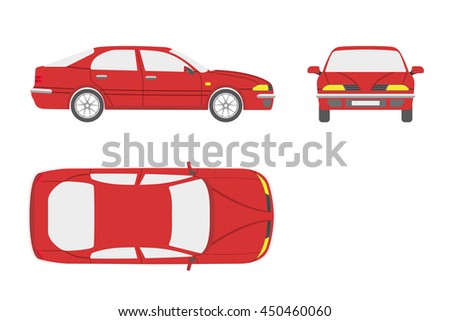 Red Car On White Background Three Stock Vector 450460060 - Shutterstock