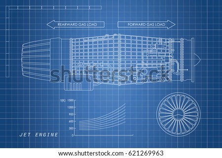 Jet Engine Outline Style Industrial Vector Stock Illustration 621269963 ...