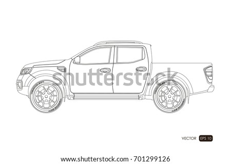 Blueprint SUV Contour Drawing Car On Stock Vector 701299126 - Shutterstock