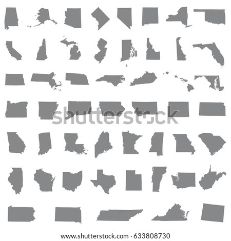 Vectors All 50 States Stock Vector 13057717 - Shutterstock