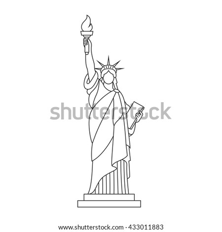 statue of liberty new york landmark outline illustration