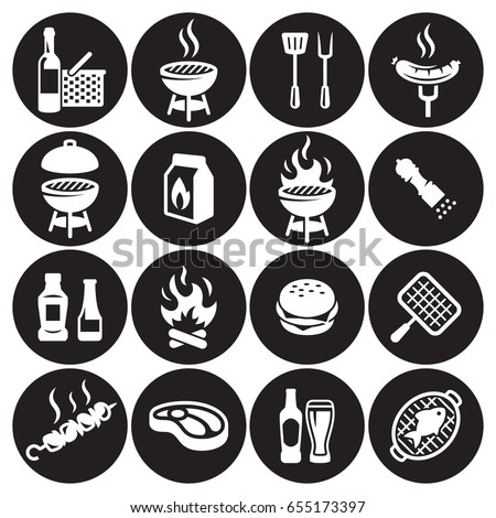 Grill or Barbecue icons set