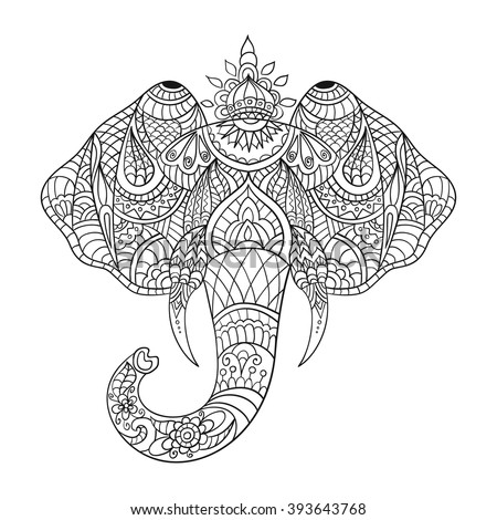 Elephant Zentangle Coloring Page Stock Photos, Images, & Pictures ...