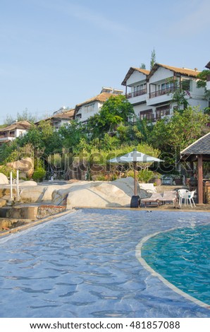 BINH THUAN, VIETNAM - JUNE 07, 2016: Beautiful tropical resort at Tien Thanh Beach, Ke Ga Bay, Binh Thuan, Vietnam. Tien Thanh and Ke Ga are some of new destinations in Vietnam.