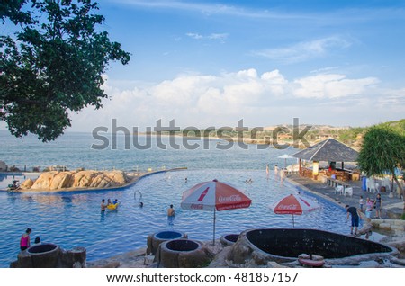 BINH THUAN, VIETNAM - JUNE 07, 2016: Beautiful tropical resort at Tien Thanh Beach, Ke Ga Bay, Binh Thuan, Vietnam. Tien Thanh and Ke Ga are some of new destinations in Vietnam.