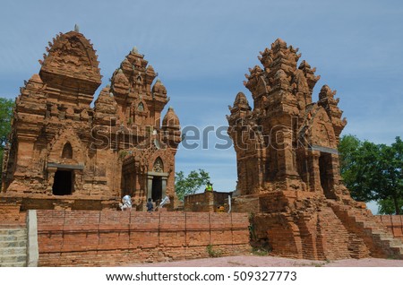 NINH THUAN-VIETNAM. SEP 01, 2016. Po Klong Garai temple - a typical construction of champa architecture, it is located on a hill of Bac Ai, Ninh Thuan, Vietnam.