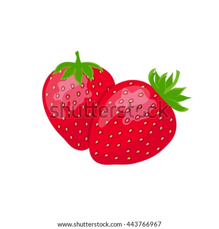 Berry strawberry, isolated object on white background. Vector illustration.