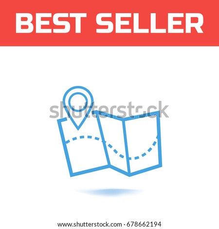 Map with a pointer isolated on white background. The Symbol for your web site design or logo or user interface. Vector illustration.