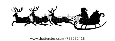 Santa Sleigh Reindeer Flying Gold Silhouette Stock Vector 320533112 ...