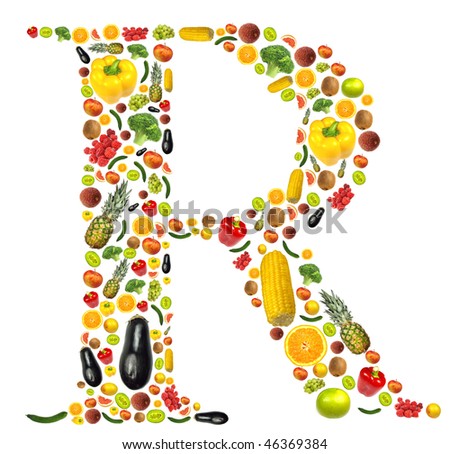 Letter R Made Fruit Vegetable Stock Photo (Edit Now) 46369384
