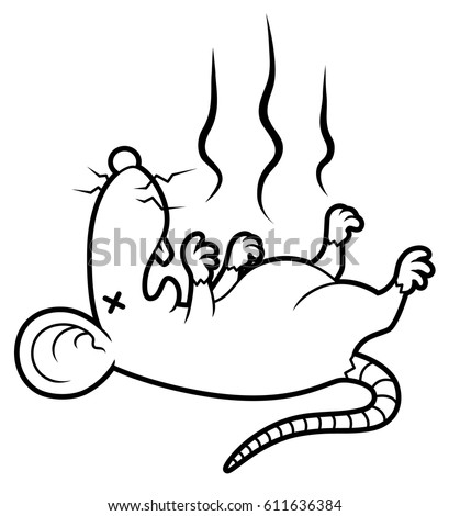 Cartoon Stinky Dead Rat Line Art Stock Vector 611636384 - Shutterstock