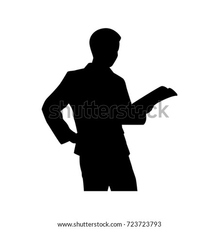 Silhouette Businessman Book Hand On White Stock Vector 723723793 ...