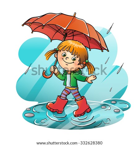 Coloring Page Outline Cartoon Joyful Girl Stock Vector 332628344 ...