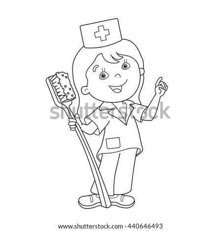 coloring page outline of cartoon doctor with a toothbrush profession medicine coloring book - Toothbrush Coloring Page coloring page outline of cartoon doctor with a toothbrush profession medicine coloring book - Toothbrush Coloring Page