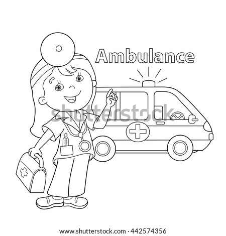 coloring page outline cartoon doctor first stock vector