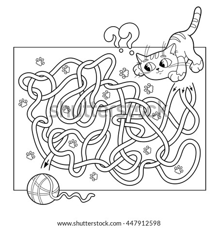 cartoon vector illustration of education maze or labyrinth game for preschool children puzzle tangled - Coloring Book Yarns cartoon vector illustration of education maze or labyrinth game for preschool children puzzle tangled - Coloring Book Yarns