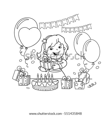 coloring page outline of cartoon girl with a gift at the holiday coloring book for - Holiday Coloring Book coloring page outline of cartoon girl with a gift at the holiday coloring book for - Holiday Coloring Book
