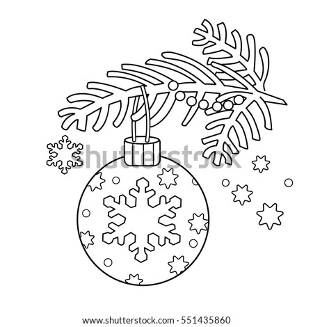 Coloring Page Outline Of Christmas Decoration Tree Branch New Year Book