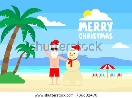 Merry Christmas Santa Claus Sandy Snowman Stock Vector (Royalty Free ...