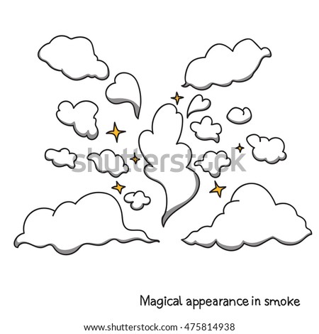 cartoon disappear smoke explosion clouds disappearance hiding appearance magic form vector shutterstock cloud similar stroke illustration background