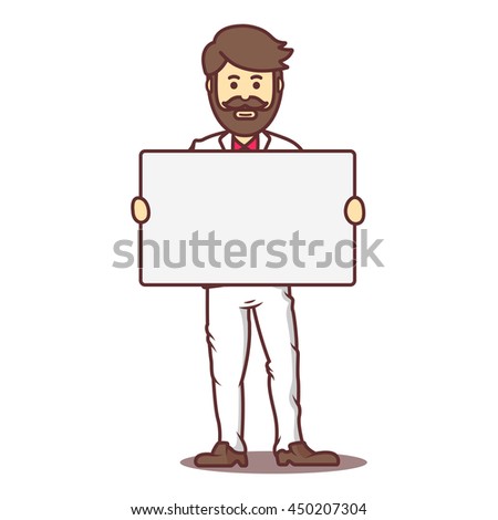 Vector Cartoon Business Man Bald Beard Stock Vector 450219343