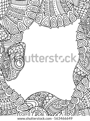 Zentangle Adult Coloring Book Style Border Stock Vector ...